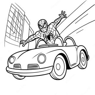 Spiderman In Snelle Auto Kleurplaat 129480-62653