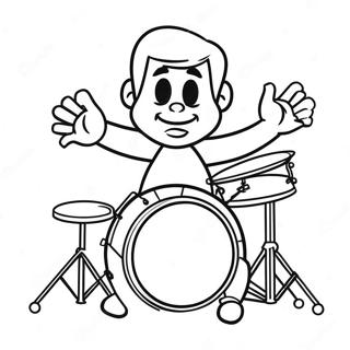 Cartoon Drummer Die Speelt Kleurplaat 129919-62999