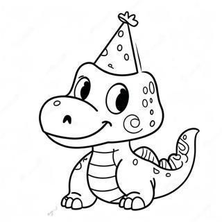 Vriendelijke Dino In Een Feesthoed Kleurplaat 130330 63326
