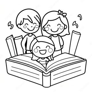 Blije Kinderen Lezen Kleurplaat 130482 63438