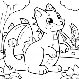 Speelse Kat Draak In Een Tuin Kleurplaat 131720-64398