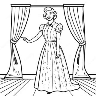 Klassieke Tv Vrouw In Vintage Jurk Kleurplaat 132540 65034