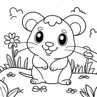 Hamtaro In Een Bloementuin Kleurplaat 133003-65393
