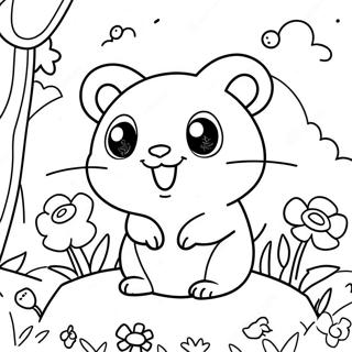 Hamtaro In Een Bloementuin Kleurplaat 133003-65395