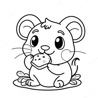 Blije Hamtaro Die Een Snack Eet Kleurplaat 133004-65397