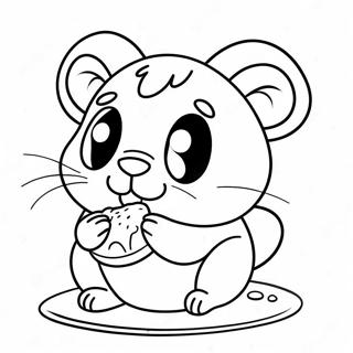 Blije Hamtaro Die Een Snack Eet Kleurplaat 133004-65400