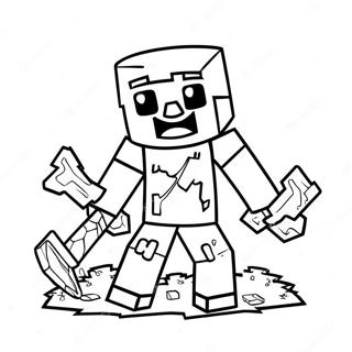 Minecraft Zombie Met Een Houweel Kleurplaat 133264-65599