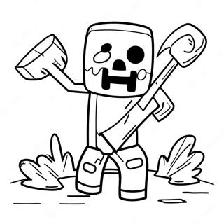 Minecraft Zombie Met Een Houweel Kleurplaat 133264-65600
