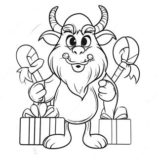 Feestelijke Krampus Met Cadeaus Kleurplaat 133801-66007