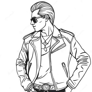 Funky Rockster In Leren Jas Kleurplaat 133907-66095