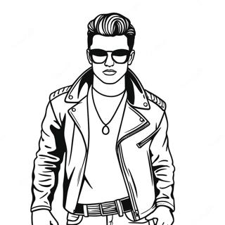 Funky Rockster In Leren Jas Kleurplaat 133907-66096