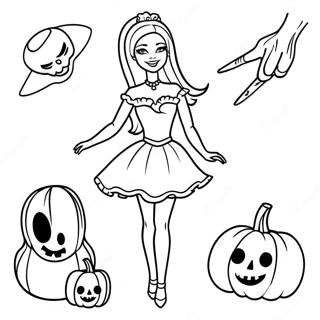 Halloween Barbie Kleurplaten