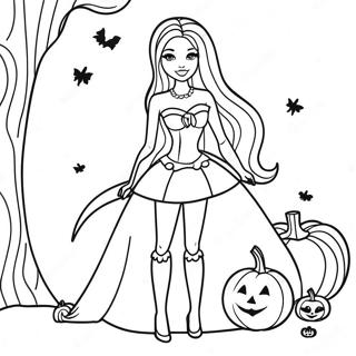 Halloween Barbie Kleurplaat 134543-66582