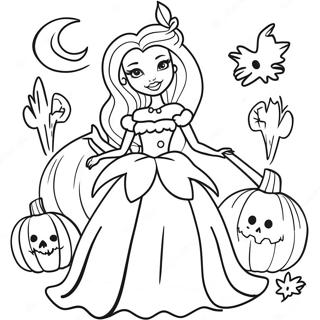 Spookachtige Halloween Barbie Kleurplaat 134544-66586