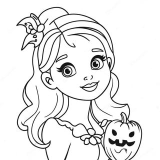 Schattige Halloween Barbie Kleurplaat 134545-66590