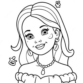 Schattige Halloween Barbie Kleurplaat 134545-66591