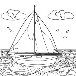 Kleurige Zeilboot Op De Oceaan Kleurplaat 135828 67587