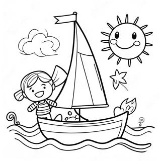 Zeilboot Met Blije Kinderen Kleurplaat 135829 67590