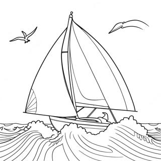 Zeilboot Racen Op Golven Kleurplaat 135831-67599