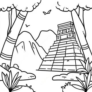 Kleurplaat Van Een Maya Jungle Scene 135856-67617