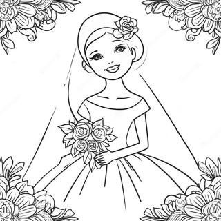 Elegante Bruid In Trouwjurk Kleurplaat 13873-3027