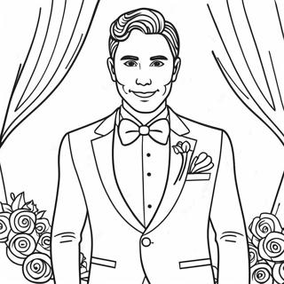 Charmante Bruidegom In Tuxedo Kleurplaat 13874-3030