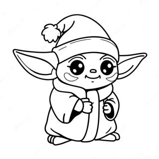 Schattige Baby Yoda Met Kerstmuts Kleurplaat 139640-70713