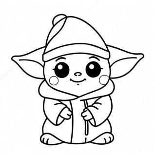 Schattige Baby Yoda Met Kerstmuts Kleurplaat 139640-70714