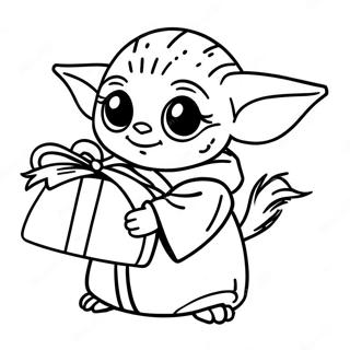 Baby Yoda Met Kerstcadeau Kleurplaat 139641-70718