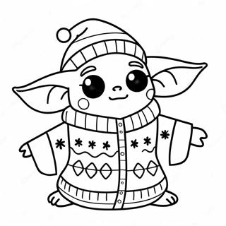 Schattige Baby Yoda In Kersttrui Kleurplaat 139642-70722