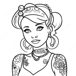 Stoere Punk Disney Prinses Met Tattoos Kleurplaat 139666-70733