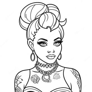 Stoere Punk Disney Prinses Met Tattoos Kleurplaat 139666-70734