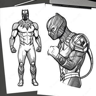 Zwarte Panter Met Vibranium Pak Kleurplaat 14340-3131