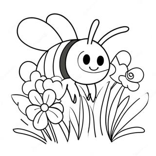 Schattige Hommel Met Bloemen Kleurplaat 14440-3146