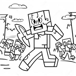 Minecraft Zombie Aanval Op Een Dorp Kleurplaat 1455 2223