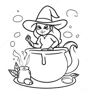 Mysterieus Heks Die Toverdranken Bereidt Kleurplaat 15088-3304