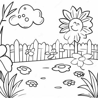 Zonnige Dag Tuinscene Kleurplaat 16454 3592