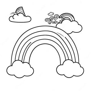 Kleurrijke Regenboog Met Wolken Kleurplaat 1809-2256