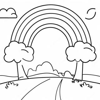 Heldere Regenboog Boog Over Een Landschap Kleurplaat 1810-1849