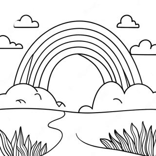 Heldere Regenboog Boog Over Een Landschap Kleurplaat 1810-1852
