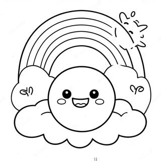 Schattige Regenboog Met Glimlachende Zon Kleurplaat 1811-674