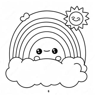 Schattige Regenboog Met Glimlachende Zon Kleurplaat 1811-676