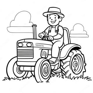 Cartoon Tractor Met Een Blije Boer Kleurplaat 18162-3969