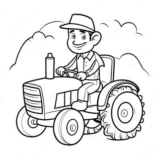 Cartoon Tractor Met Een Blije Boer Kleurplaat 18162-3971