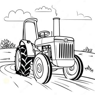 Blauwe Tractor Rijdend Op Een Zanderige Weg Kleurplaat 18164-3979