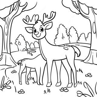 Cartoon Hert Familie In De Weide Kleurplaat 18902 4133