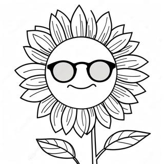 Zonnebloem Met Zonnebril Kleurplaat 20268-4425