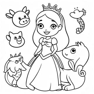 Speelse Prinses Met Dierenvrienden Kleurplaat 2088 833