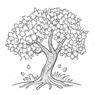 Kleurrijke Kersenbloesem Boom Kleurplaat 21778-4751