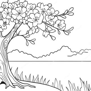 Kleurrijke Kersenbloesem Boom Kleurplaat 21778-4752